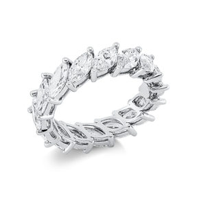 Ring aus 750 Weißgold 16 Diamanten Navette-Schliff 3,8ct TW-SI B:5,5mm