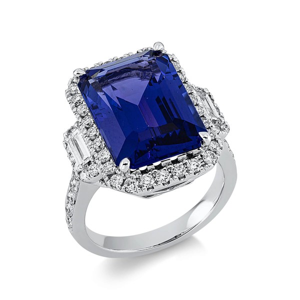 Ring aus 750 Weißgold Tansanit 56 Brillanten 1.21ct