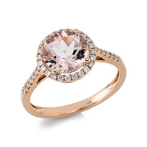 Ring aus 750 Rotgold Morganit 2ct rosa 36 Brillanten 0,19ct TW-SI B:10,2mm