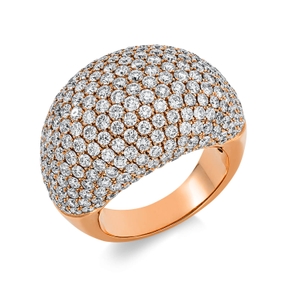 Pavé Ring breit mit Wölbung aus 750 Rotgold 261 Brillanten 4,94ct TW-VSI B:17mm