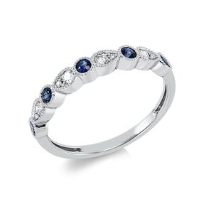Ring aus 750 Weißgold 5 Saphire 0,25ct blau 8 Diamanten 0,14ct TW-SI B:3mm Ring aus 750 Weißgold 5 Saphire 0,25ct blau 8 Diamanten 0,14ct TW-SI B:3mm