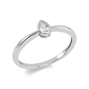 Solitaire Ring Tropfen 750 Weißgold Diamant Tropfen-Schliff 0,13ct TW-SI B:5,2mm