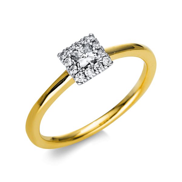 Ring aus 750 Gold gelb weiß 13 Brillanten 0.25ct