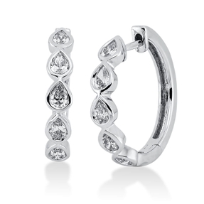 Creolen aus 750 Weißgold 10 Diamanten Tropfen-Schliff 0,84ct TW-SI 19,7x3,5mm