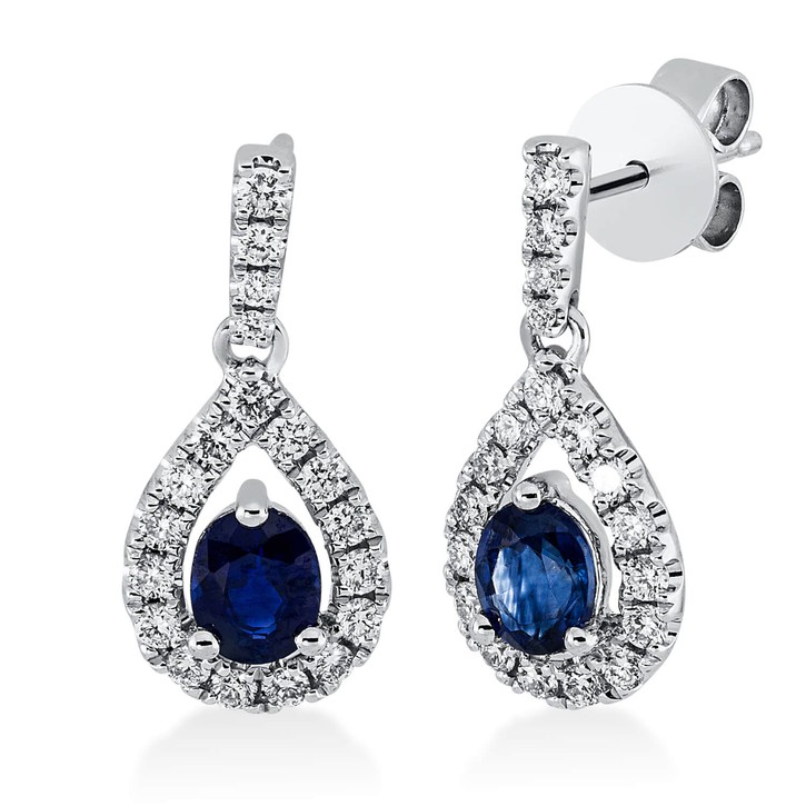 Ohrschmuck aus 750 Weißgold 2 Saphire 38 Brillanten 0.44ct