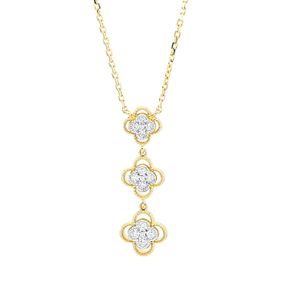 Collier aus 750 Gelbgold 15 Diamanten 0,21ct TW-SI L:45,7cm Fassung rhodiniert