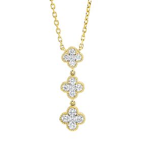 Collier aus 750 Gelbgold 15 Diamanten 0,43ct TW-SI L:45,7cm Fassung rhodiniert