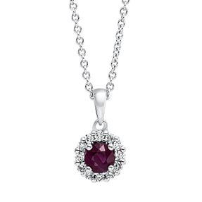 Collier aus 750 Weißgold Rubin 0,37ct rot 12 Brillanten 0,13ct TW-SI L:45,7cm