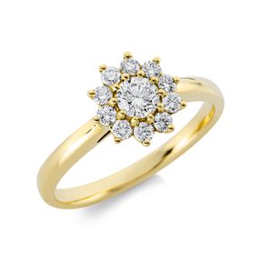 Ring Blume aus 750 Gold Gelbgold 11 Diamanten 0,51ct TW-SI B:9,3mm