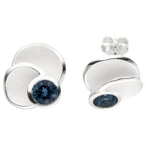 Ohrstecker Ohrringe mit Blautopase hellblau blau, 925 Silber Fingerschmuck