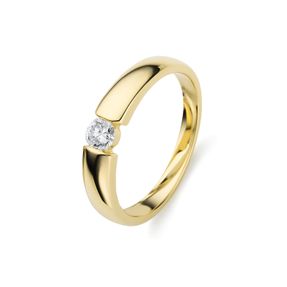 Solitaire Ring Spannring aus 585 Gelbgold Brillant 0,2ct TW-SI B:3,9mm poliert