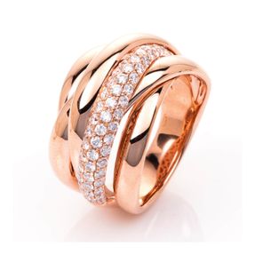 Ring breit aus 750 Gold Rotgold 53 Brillanten 0,7ct TW-SI B:14,4mm