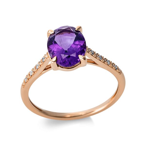 Ring aus 750 Rotgold Amethyst 8 Diamanten 0.03ct