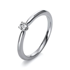 Solitaire Ring aus 750 Gold weiß Brillant 0,1ct TW-SI B:2,9mm 4er-Krappe