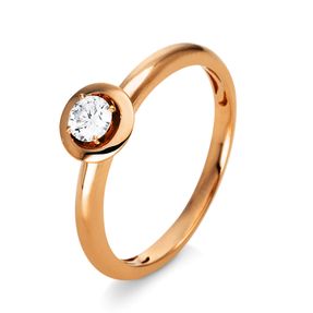 Solitaire Ring aus 750 Gold Rotgold Brillant 0,2ct TW-SI B:2,3mm Zarge