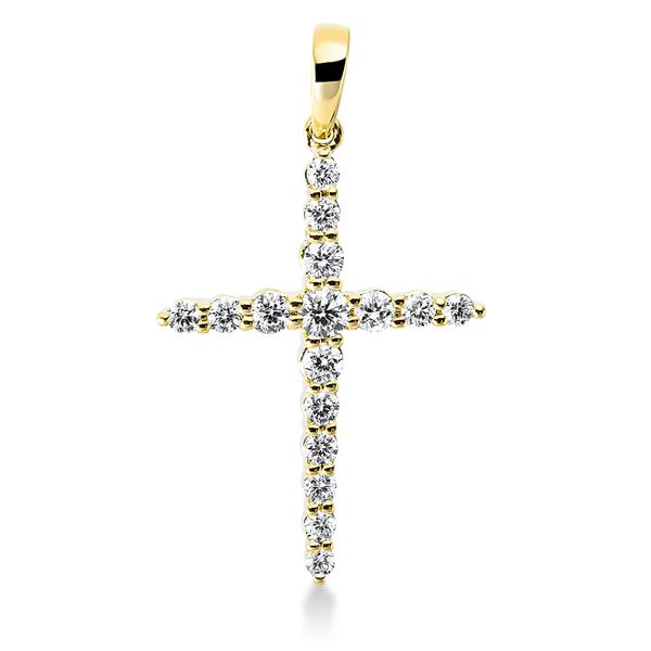 Anhänger Kreuz aus 750 Gelbgold 16 Brillanten 0.28ct