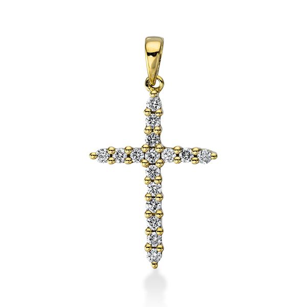 Anhänger Kreuz aus 750 Gelbgold 16 Brillanten 0.25ct