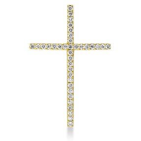 Anhänger Kreuz aus 750 Gelbgold 36 Brillanten 0,11ct TW-SI 20,7x13,6mm