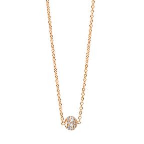 Pavé Collier Kugel aus 750 Gold Rotgold 30 Brillanten 0,12ct TW-SI L:42cm