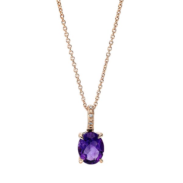 Collier aus 750 Rotgold Amethyst 3 Diamanten 0.01ct