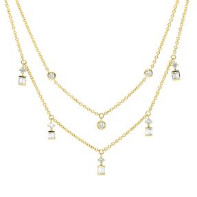 Collier aus 750 Gold Gelbgold 18 Diamanten 0,58ct TW-SI L:45,7cm