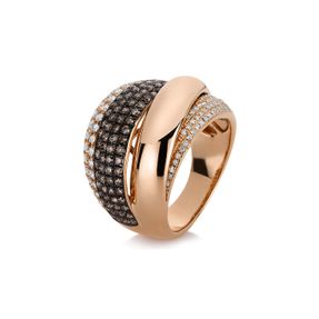 Ring breit aus 750 Gold Rotgold 203 Diamanten 1,65ct B:18,4mm