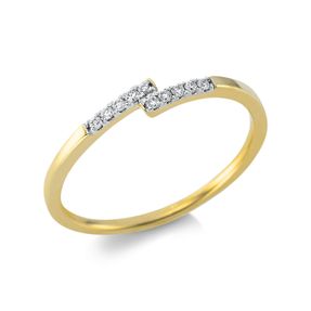 Ring aus 750 Gelbgold 10 Brillanten 0,06ct TW-SI B:2,8mm Fassung rhodiniert