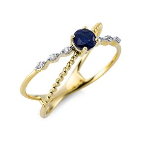 Ring aus 750 Gold Gelbgold Saphir 0,27ct blau B:3,9mm Fassung rhodiniert