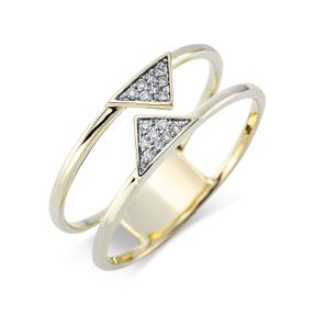 Ring aus 750 Gelbgold 16 Brillanten 0,05ct TW-SI B:6,5mm Fassung rhodiniert