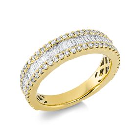 Ring aus 750 Gelbgold 125 Diamanten 1,07ct TW-SI B:5,3mm Fassung rhodiniert