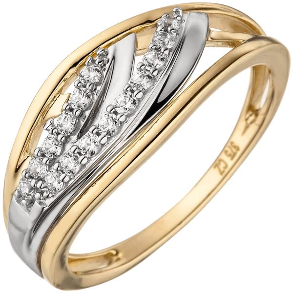 Eleganter Ring mit Zirkonia 375 Gold Gelbgold