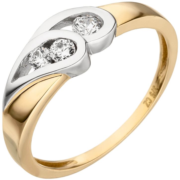 Ring 2 Tropfen Zirkonia 375 Gelbgold