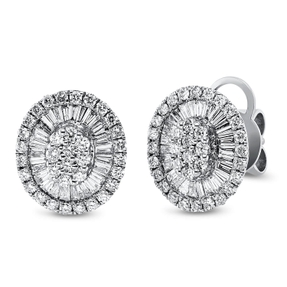 Ohrstecker Oval aus 750 Weißgold 114 Diamanten 1,03ct TW-SI 11,9x10,5mm