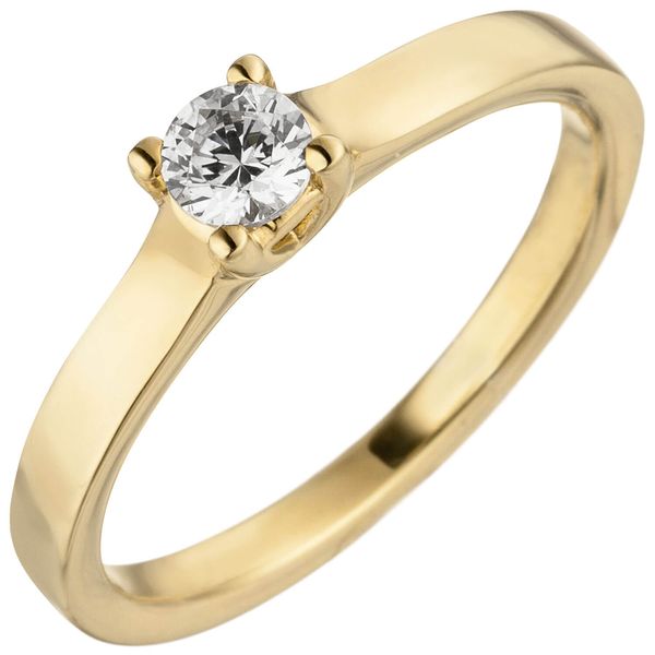 Eleganter Ring mit Solitär Brillant 585 Gelbgold