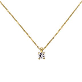 Collier Ankerkette mit Anhänger Solitär Diamant Brillant 585 Gold Gelbgold, 45cm