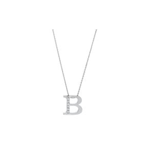 Collier Buchstabe B aus 585 Weißgold 6 Brillanten 0,04ct TW-SI L:42cm