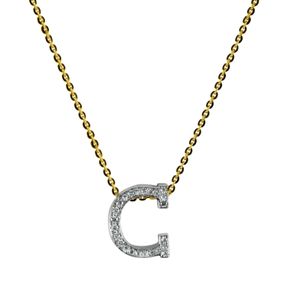 Collier Buchstabe C aus 750 Gold gelb/weiß 31 Brillanten 0,09ct TW-SI L:42cm