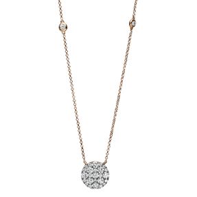 Collier aus 750 Gold Rotgold 27 Diamanten 0,91ct TW-SI L:43,2cm