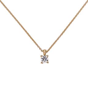 Collier Ankerkette mit Anhänger Solitär Diamant Brillant 585 Gold Rotgold, 45cm