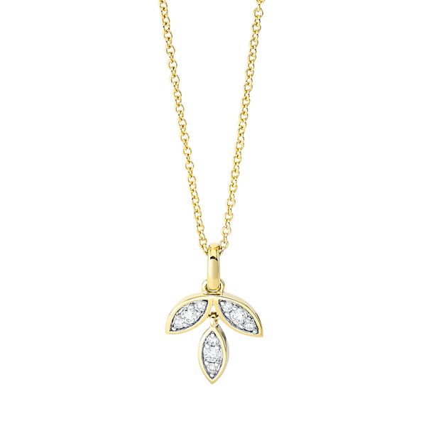 Collier Blätter aus 750 Gelbgold 9 Brillanten 0.12ct