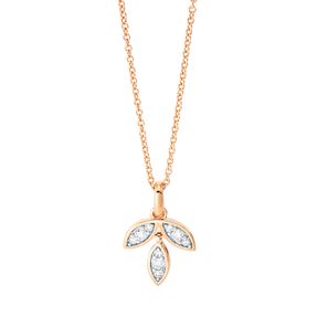 Collier Blätter 750 Rotgold 9 Brillanten 0,12ct TW-SI L:45,7cm Fassung rhodiniert