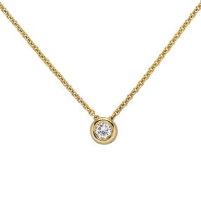 Collier Ankerkette mit Anhänger Solitär Diamant Brillant 585 Gold Gelbgold, 45cm