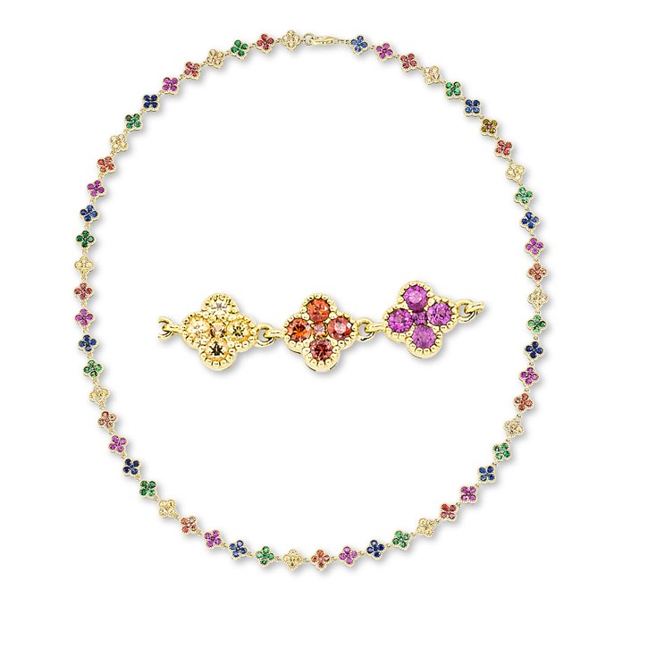 Collier aus 750 Gelbgold 285 Saphire