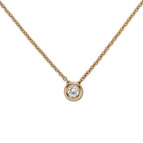 Collier Ankerkette mit Anhänger Solitär Diamant Brillant 585 Gold Rotgold, 45cm