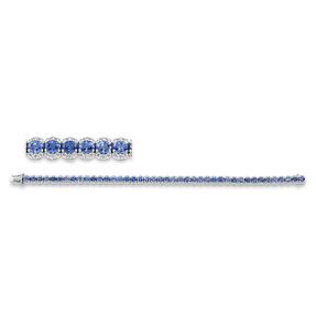 Armband aus 750 Weißgold 42 Saphire 9,78ct blau 252 Brillanten 1,93ct TW-SI L:18cm