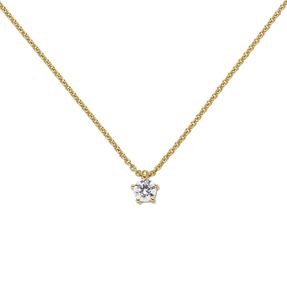 Collier Ankerkette mit Anhänger Solitär Diamant Brillant 585 Gold Gelbgold, 45cm