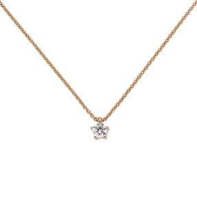 Collier Ankerkette mit Anhänger Solitär Diamant Brillant 585 Gold Rotgold, 45cm