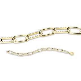 Armband Paper-Clip aus 750 Gelbgold 277 Brillanten 3,64ct TW-SI L:17,5cm