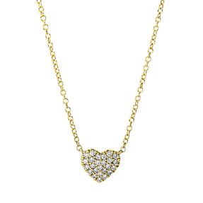 Collier Herz aus 750 Gold Gelbgold 25 Brillanten 0,24ct TW-SI L:45cm