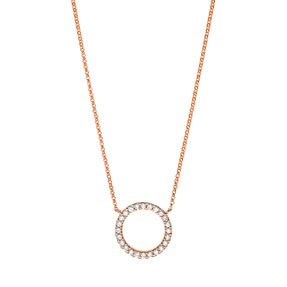 Collier Kreis aus 750 Gold Rotgold 24 Brillanten 0,24ct TW-SI L:45cm